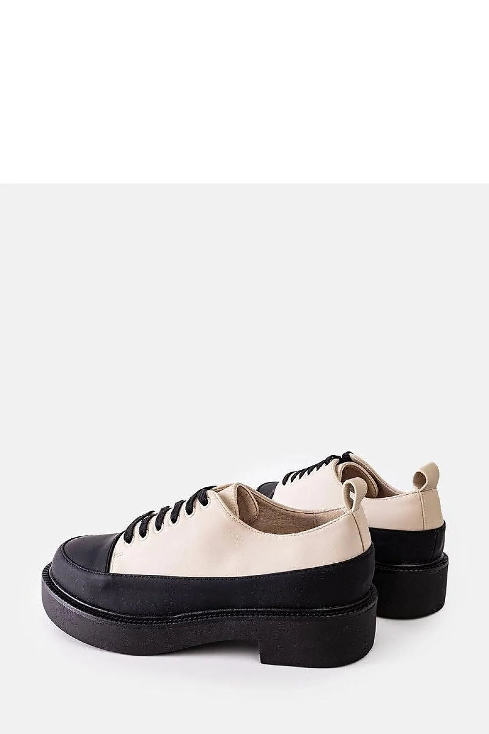 chaussures basses Solea Merico femme bicolore beige noir derby oxford plateforme chunky lacets cuir écologique semelle épaisse adhérente confortable urbaine