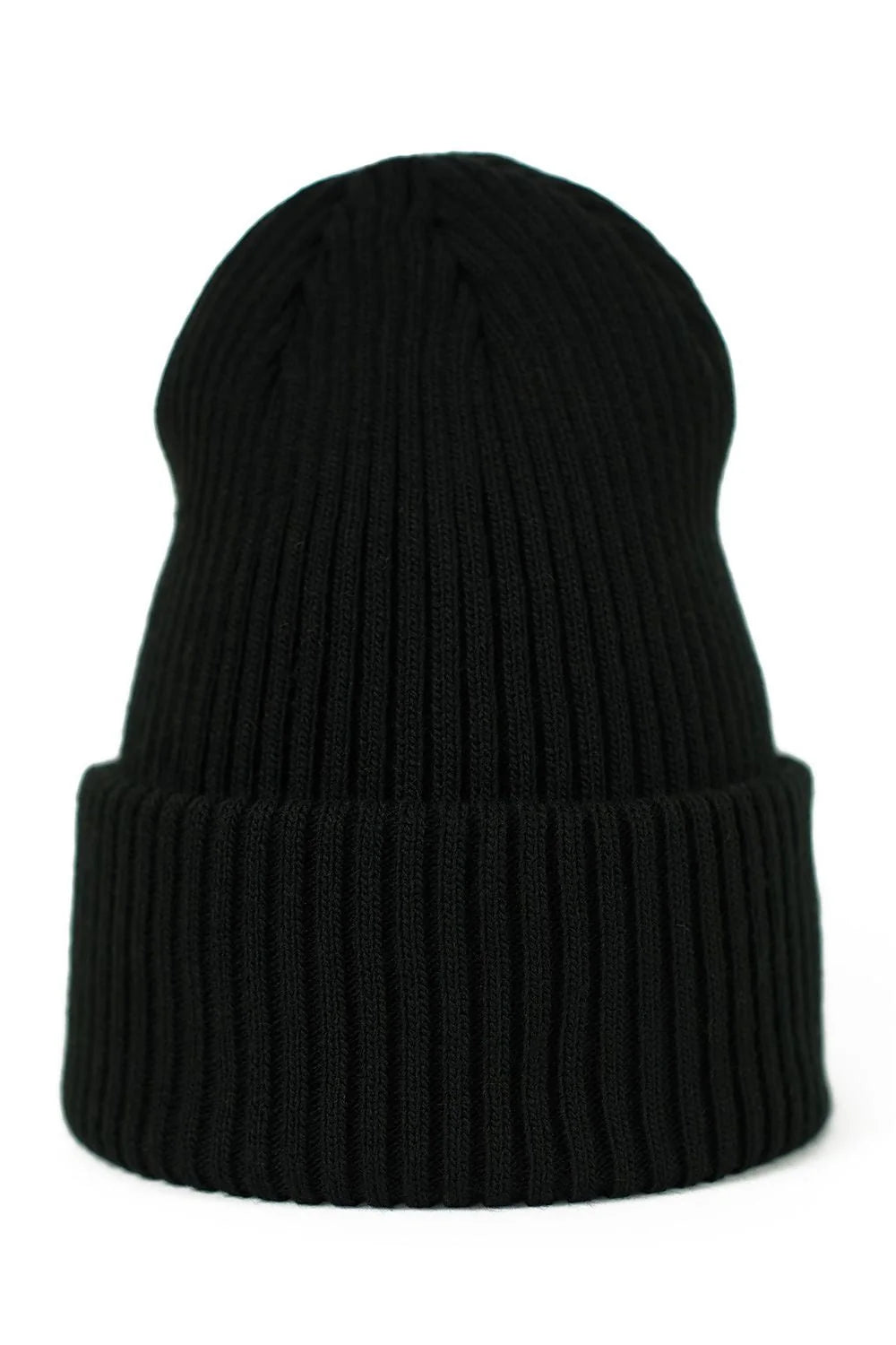 Bonnet polaire en maille côtelée noir pour femme, style classique, coupe ajustée, acrylique 100%, automne-hiver
