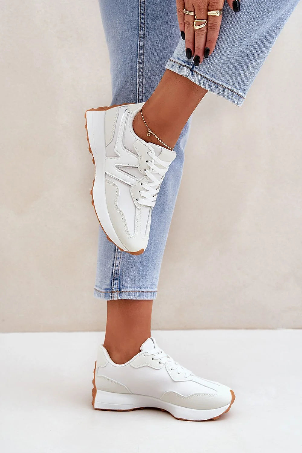 Chaussures de sport femmes Step in style cuir écologique tissu design moderne basse lacets confort anti-dérapant
