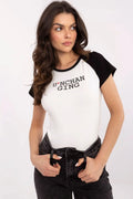T-shirt féminin casual inspiré baseball blanc noir manches courtes ajusté femmes élégant confort