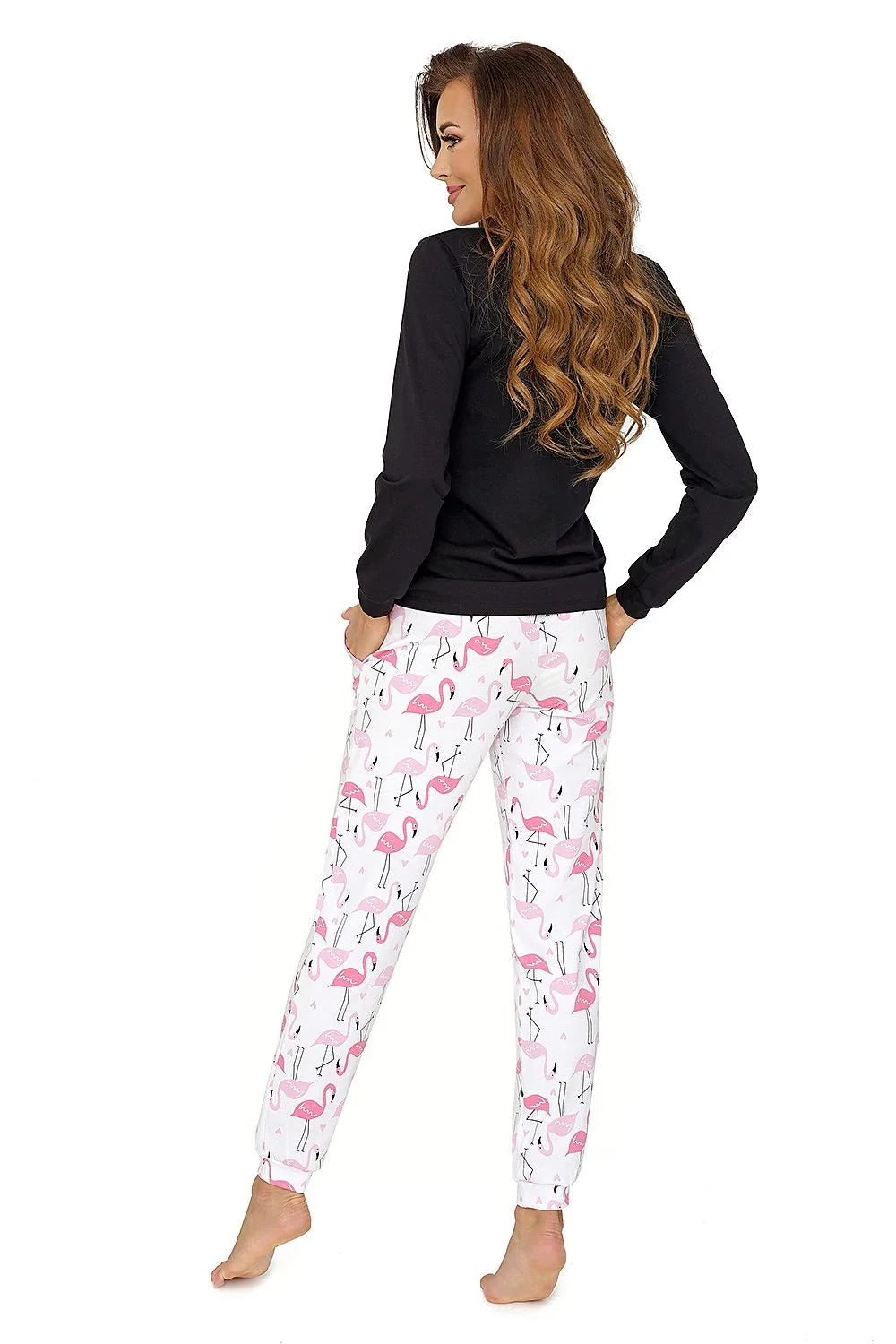 Pyjama femme coton motif flamingo longues manches pyjama printemps été hiver slim-fit confortable nuit douillette