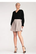 Jupe courte Figl en polyester et élasthanne plissée beige clair taille haute ceinture intégrée femme occasion formelle ou semi-formelle