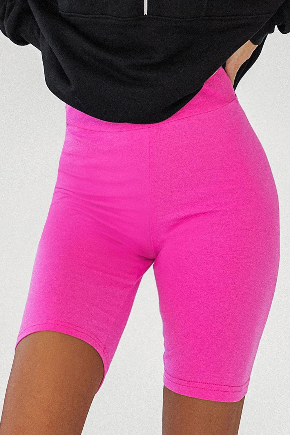 Shorts IVON biker femme coton élasthanne taille ajustable style sportif décontracté vert foncé noir