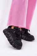 Chaussures de sport pour femme en cuir naturel élégantes style moderne semelle épaisse noire confortable lacets épais respirables