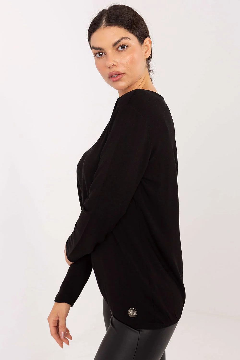 chemisier casual quotidien confortable polyvalent doux respirant modal élasthanne ajusté silhouette manches longues col rond bas élastique minimaliste