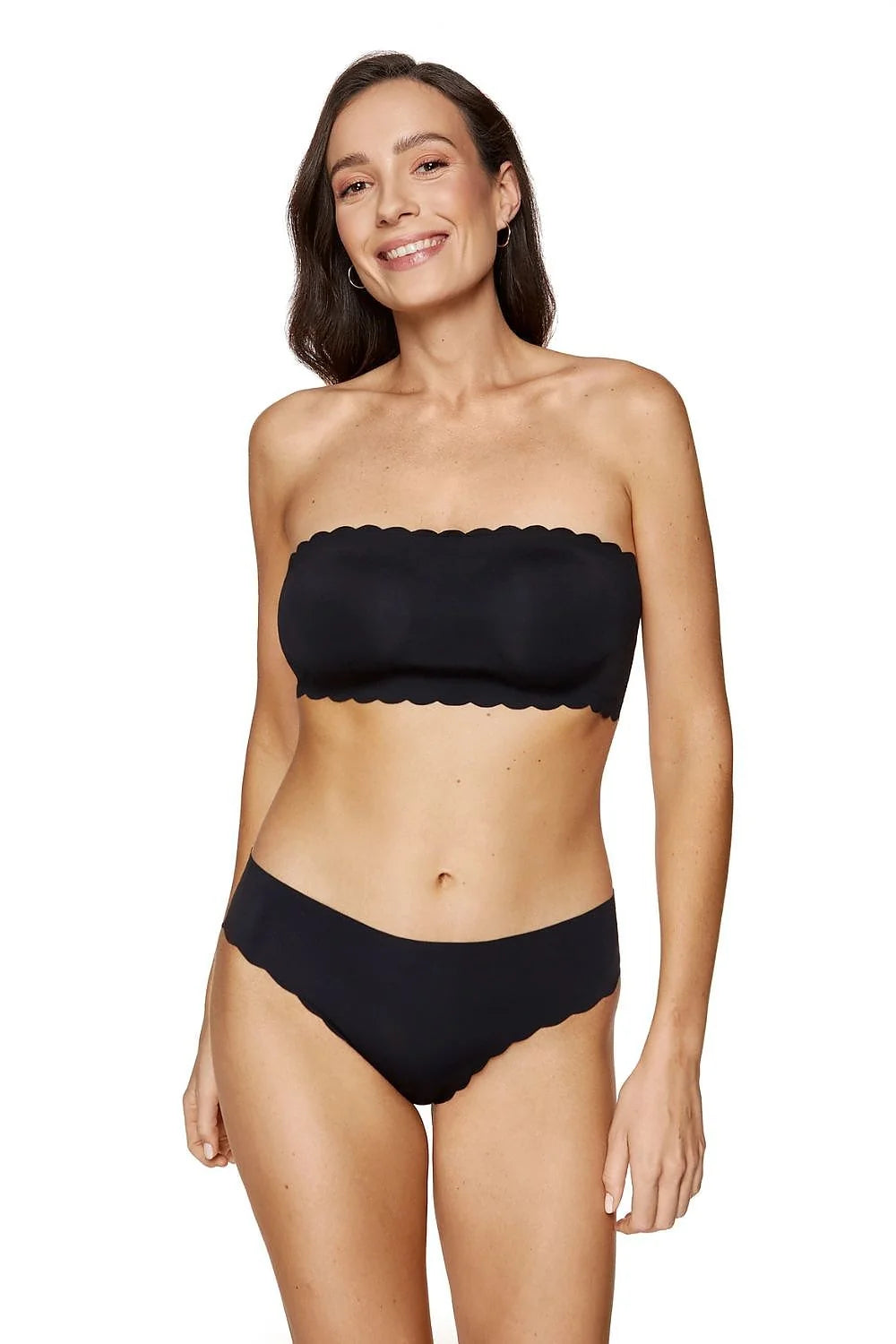 lot trois culottes femme noires bikini taille moyenne sans coutures microfibre extensible ceinture plate bords festonnées gousset coton invisibles confortables