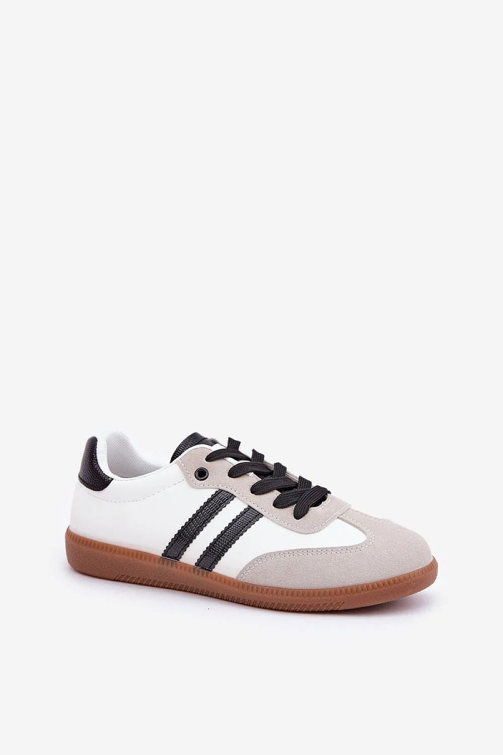 Baskets basses femmes style rétro sportif cuir écologique suédé blanc noir gris marron gomme semelle blanche
