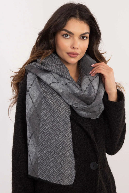 Foulard élégant pour femme en viscose motif géométrique gris clair à foncé, 190 cm x 69 cm, style moderne, accessoire intemporel pour occasions