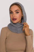 balaklava cagoule snood capuche maille côtelée gris chiné tubulaire chaud élégant tricot doux extensible ajusté couvrant nuque confort