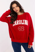 Sweatshirt femme col rond style universitaire manches longues coupe décontractée Carolina lettrage blanc