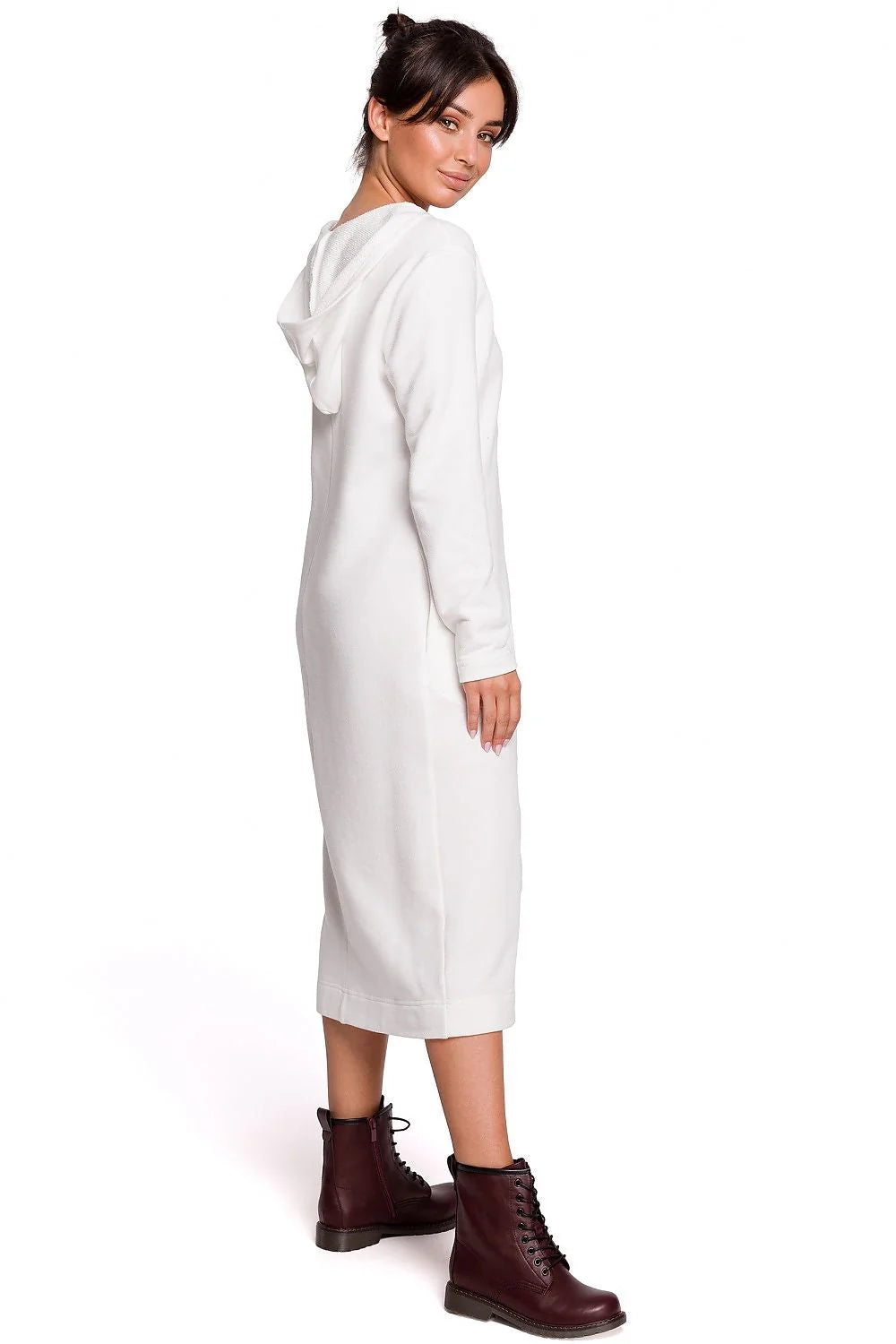 Robe longue maille coton ample élégante et confortable avec fente moderne pour femme décontractée