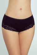 Culottes féminines élégantes en dentelle noire style shorty coupe basse hanches confortable maintien doux tissu coton elasthanne
