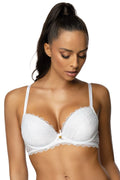 Soutien-gorge push-up élégant en dentelle florale femme décolleté profond ajustable bretelles doré