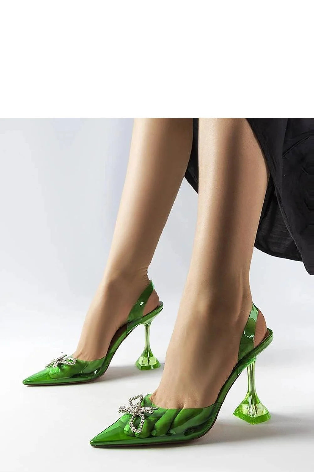 Escarpins à talons hauts transparents verts Solea, design audacieux, strass, été, femmes, mode,élégance, confort, durabilité