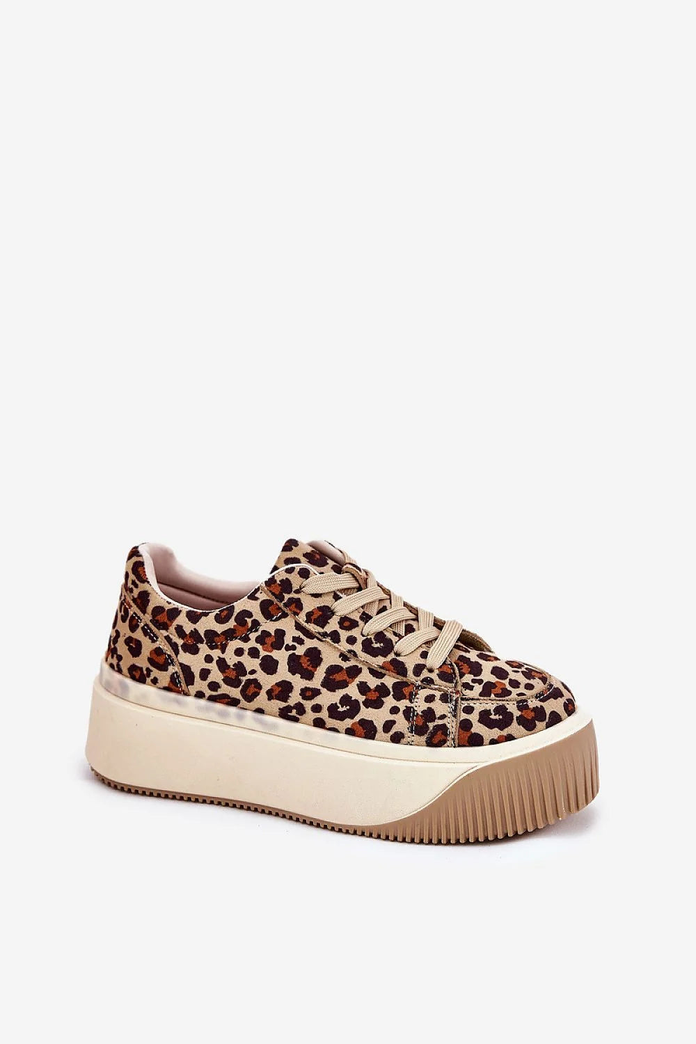 Chaussures de sport tendance pour femmes en suédine écologique, design audacieux, semelle compensée, motif léopard multicolore