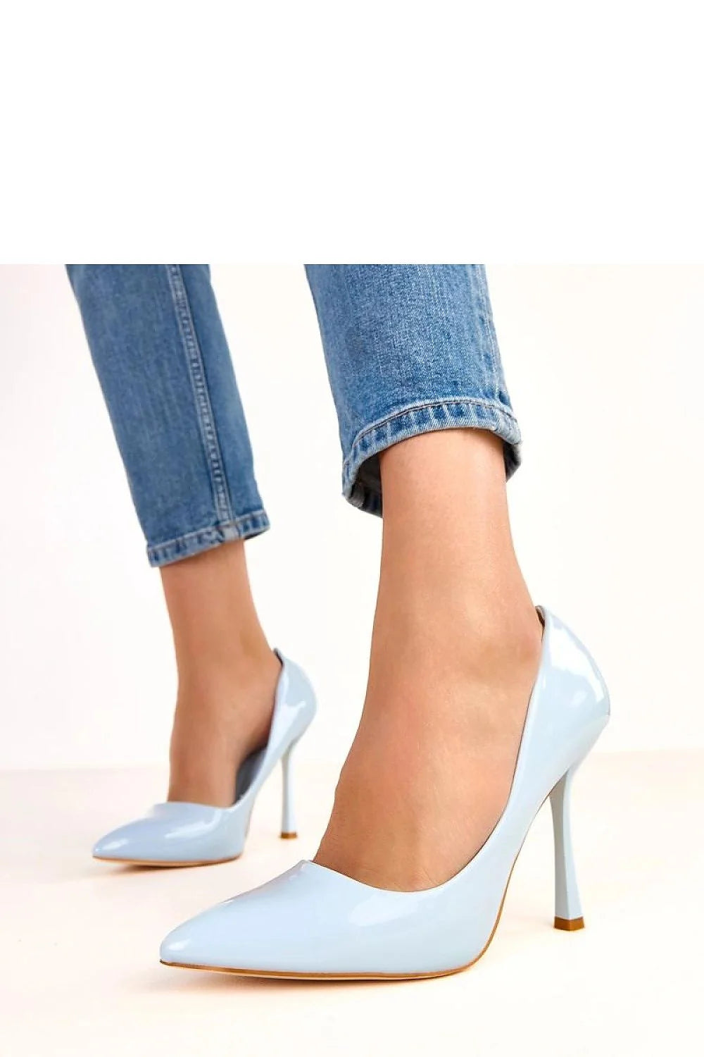 escarpins femme bleu pastel vernis cuir synthétique brillant bout pointu talon aiguilles 11cm emboîtant confortable semelle intérieure soirée bureau