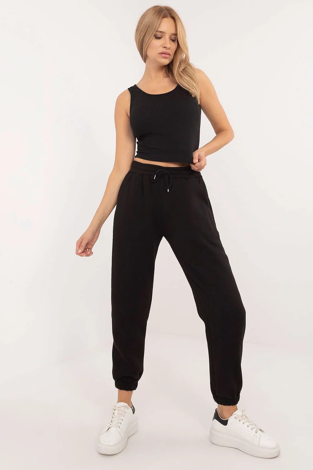 Ensemble de vêtements pour femmes sweat à capuche et pantalon de jogging streetwear athleisure coton mélangé noir ample confortable occasion décontractée