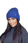 Bonnet Kamea pour femme en laine mohair maille épaisse bleu vibrant avec paillettes subtiles coupe classique ajustable style moderne élégant pour hiver