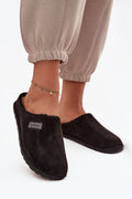 chaussons mules intérieur noir suédine douce doublure polaire fourrée semelle caoutchouc antidérapante bout rond confort chaleur léger souple inblu qualité