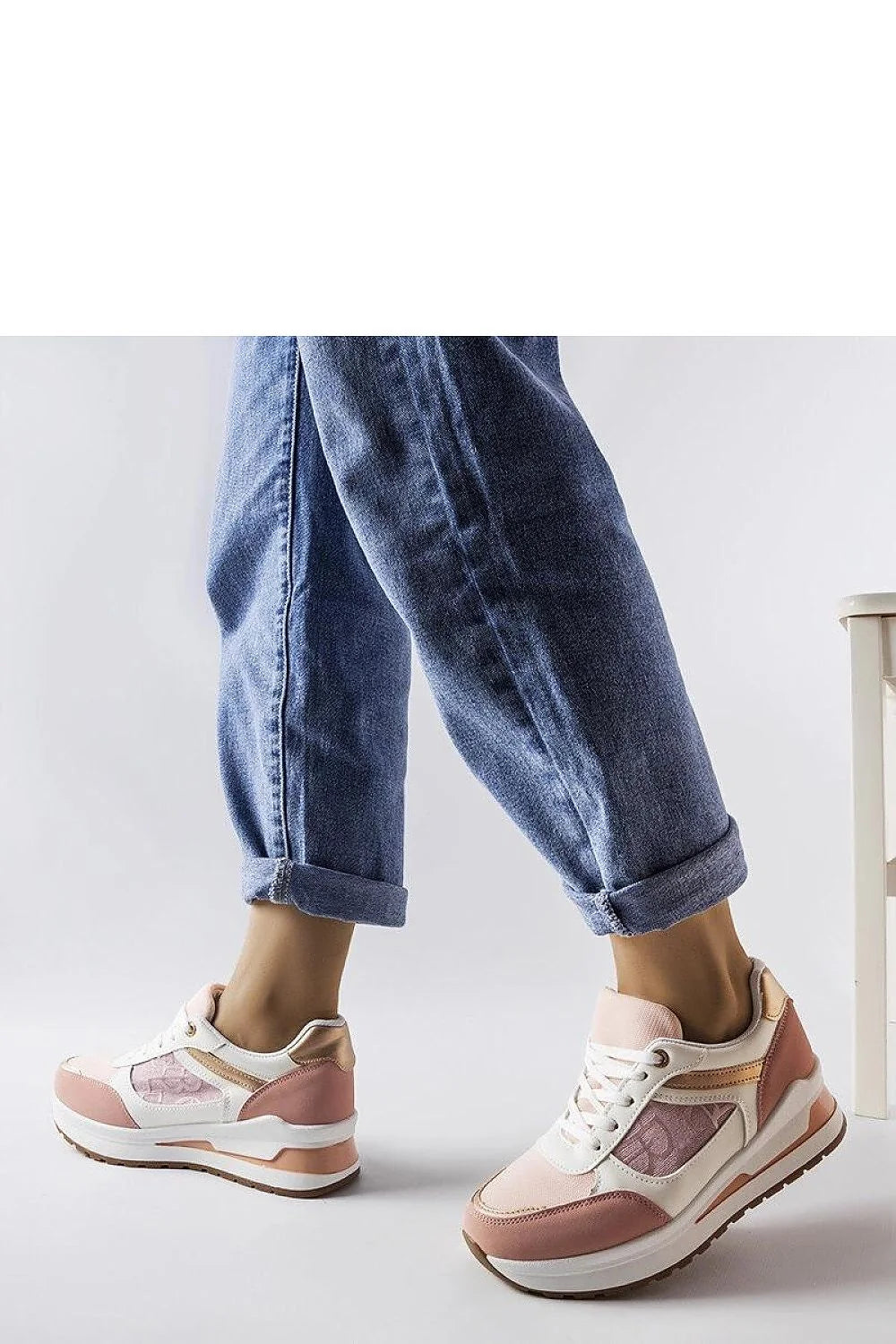 baskets Solea femme moderne élégante confortable estivale rose poudré blanc cuir synthétique suédine mesh matelassé semelle amortissante antidérapante