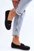 Mocassins femmes style classique cuir suédé écologique détails métalliques bride lacée plateforme douce confortable pour printemps automne