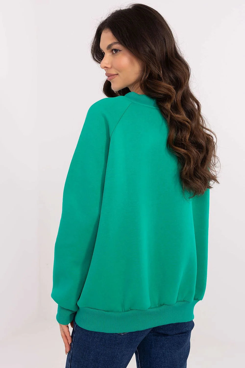 Sweatshirt femme ample longues couleur verte imprimé logo lettres CAROLINA coton doux
