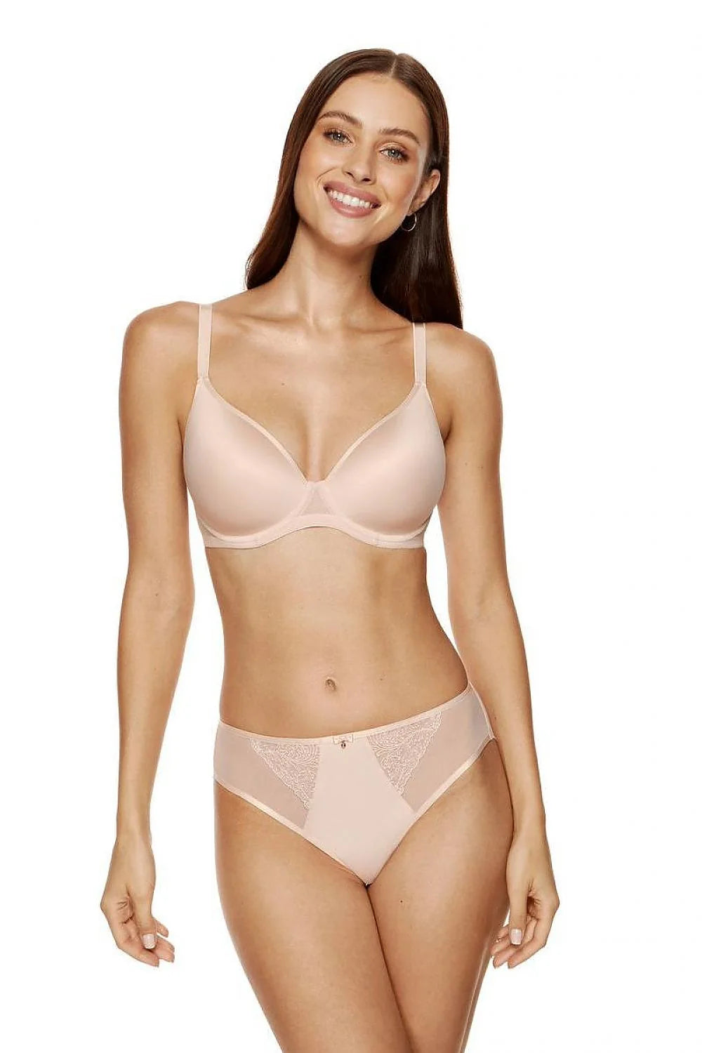 Soutien-gorge rembourré nude microfibre dentelle moderne soutien confortable