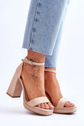 Sandales à talons carrés en suédine beige nude, ajustables, semelle plantaire, 10 cm, femmes, occasion soirée, mode moderne, style élégant