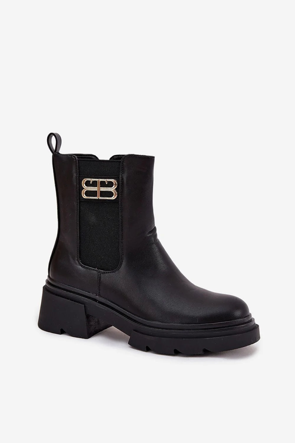 bottines chelsea femme simili cuir noir tigecourte zipintérieur empiècementélastique fourruresynthétique doublurechaude plateformecrampons semelleantidérapante talonbloc5cm tiretterarrière détaildoré