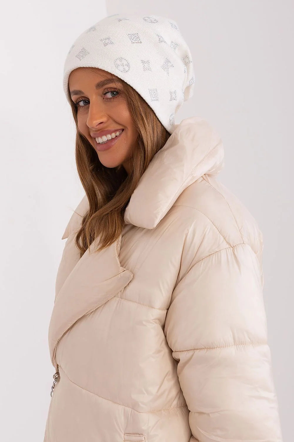Bonnet d'hiver en cachemire strass applications mode femme élégant hiver froid protection style urbain weekend chic
