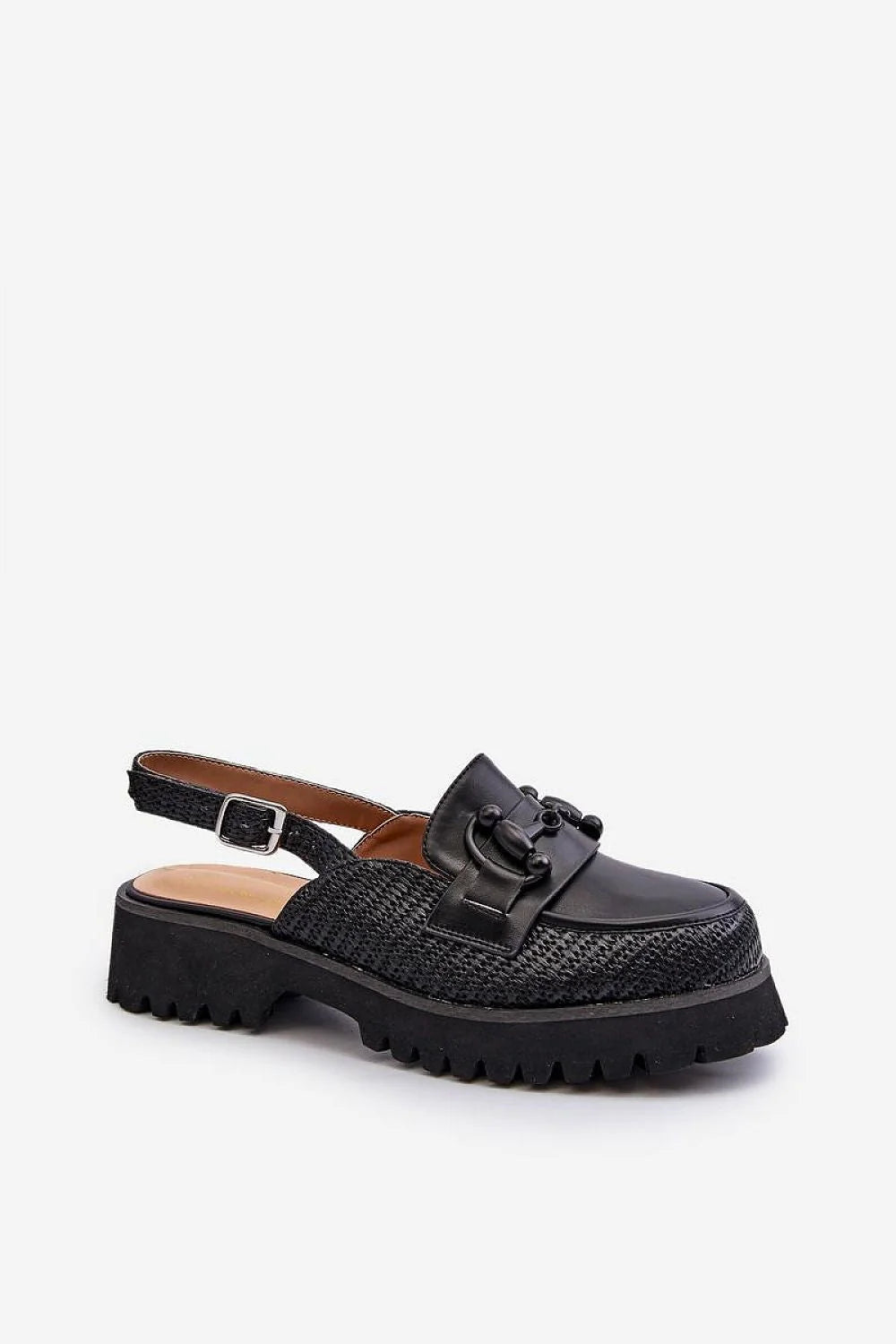 Sandales à talons Step in style femelles style moderne éco-cuir talon plat plateforme compensée détails métalliques texture tissée confortable polyvalent urbain chic