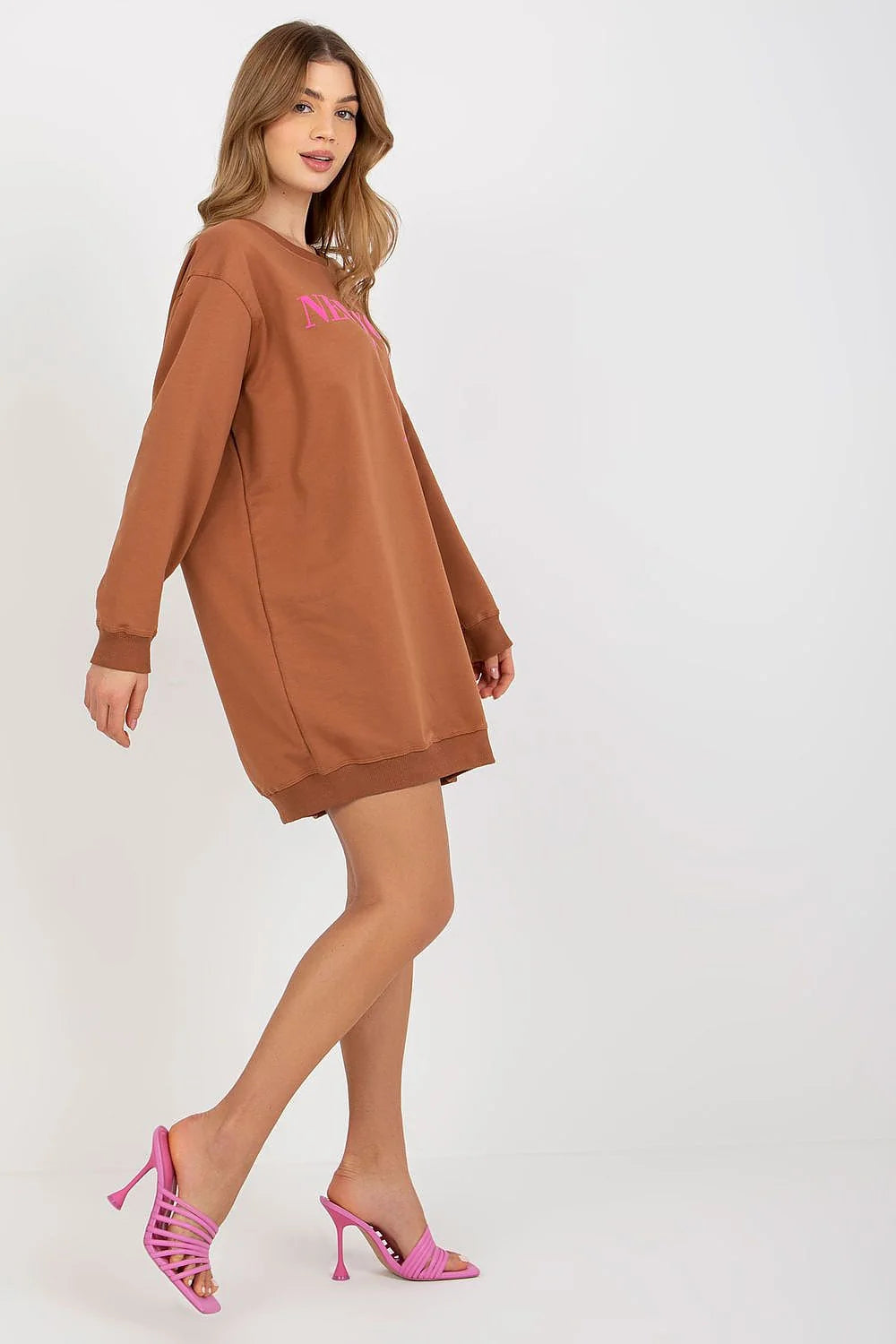 Sweatshirt oversized femme style new york graphique statue liberté mules rose confortable mode urbain tendance