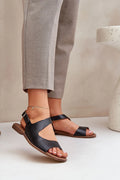 sandales femme cuir grainé noir reptile asymétrique entrecroisé bride arrière réglable boucle semelle fine contrastée marron maintien confort décontracté chic