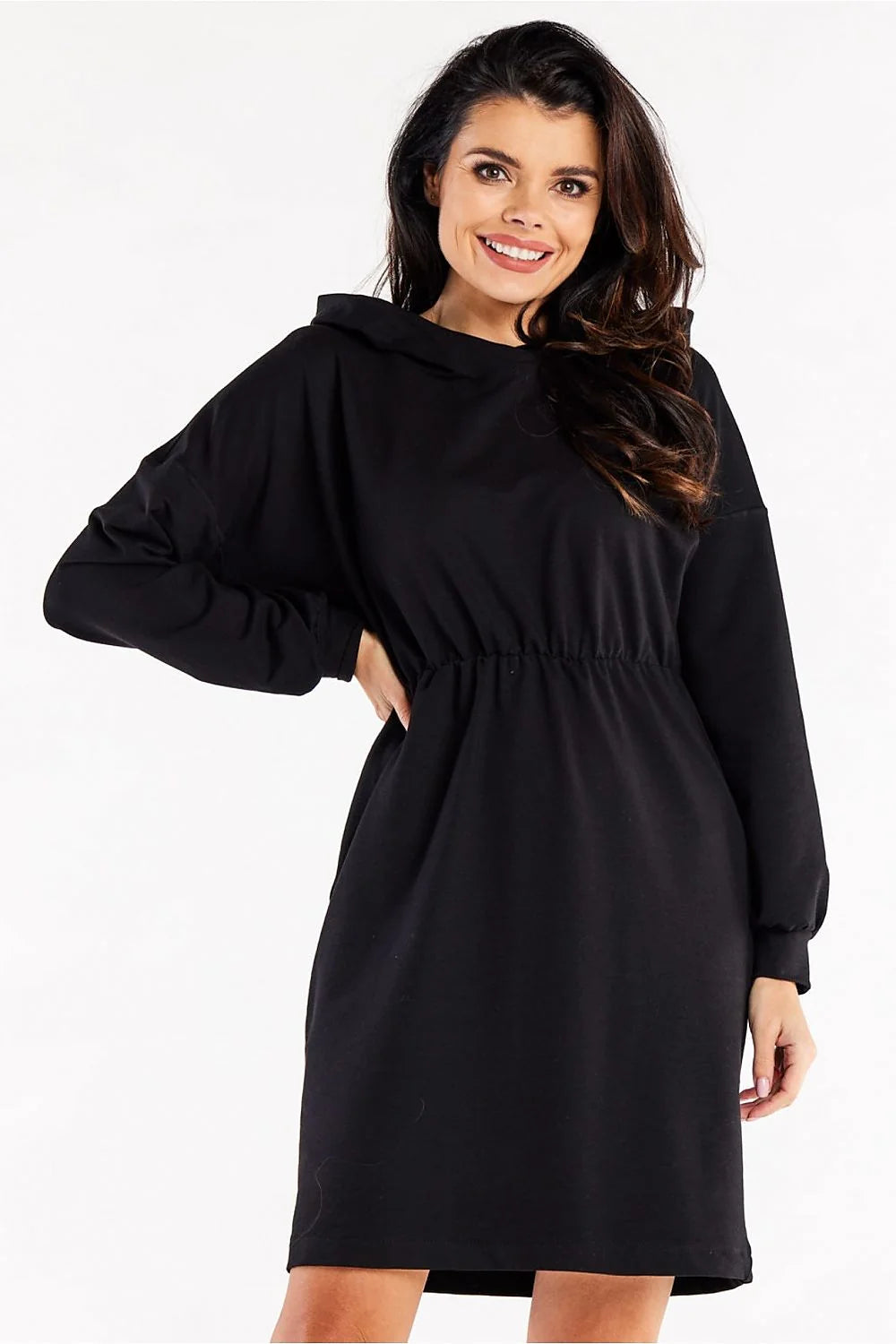 Robe de jour Infinite You moderne casual chic femme coton élasthanne capuche manches longues ajustable taille