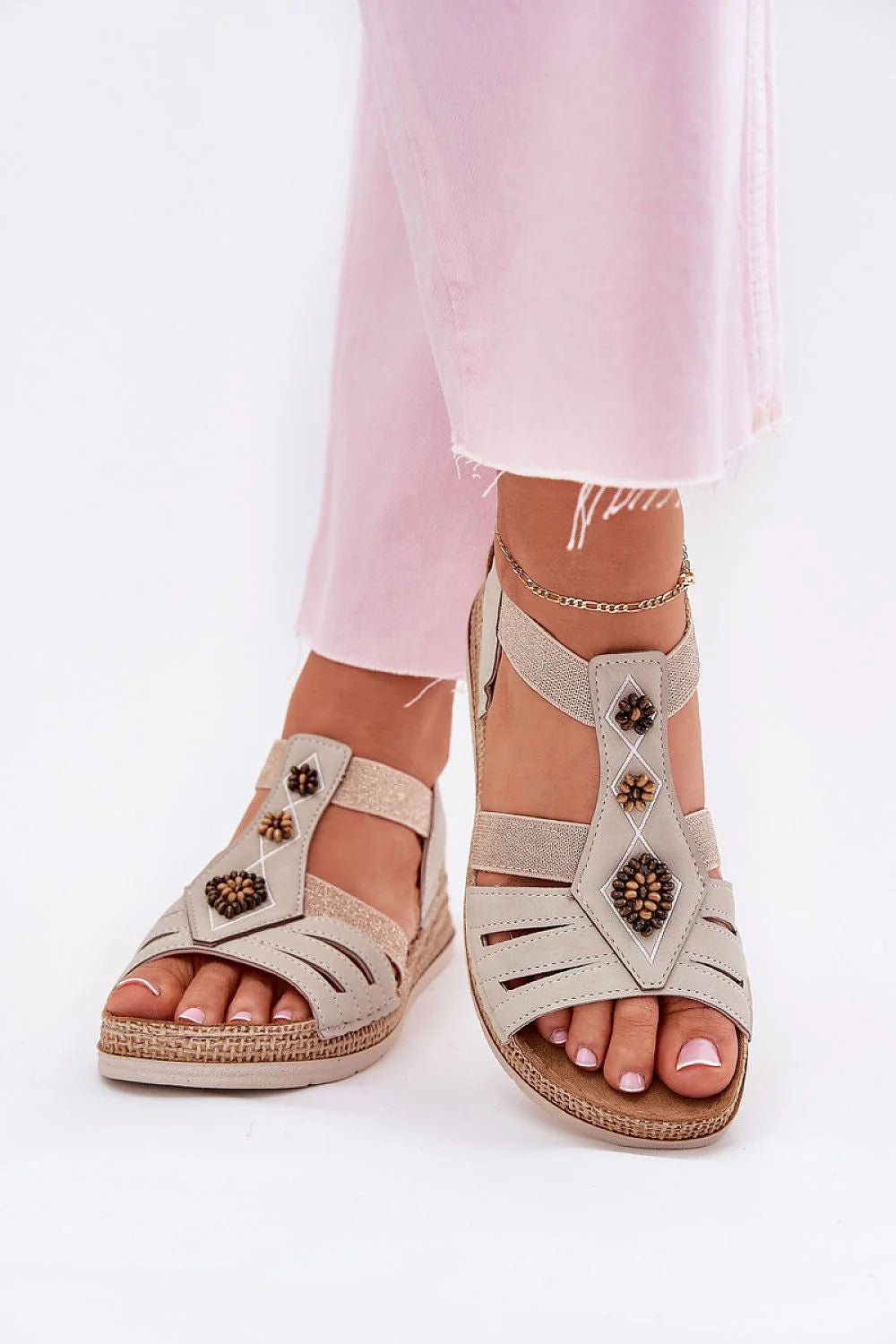 Sandales INBLU femmes élégance décontractée cuir artificiel semelle plateforme talon 5 cm style bohème confort maximal estival