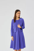 Veste Stylove courte bleu vif robe assortie encolure ronde taille ajustable manches longues style élégant