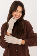 Gants en laine élégants automne-hiver beige ajustés métal plaque femme