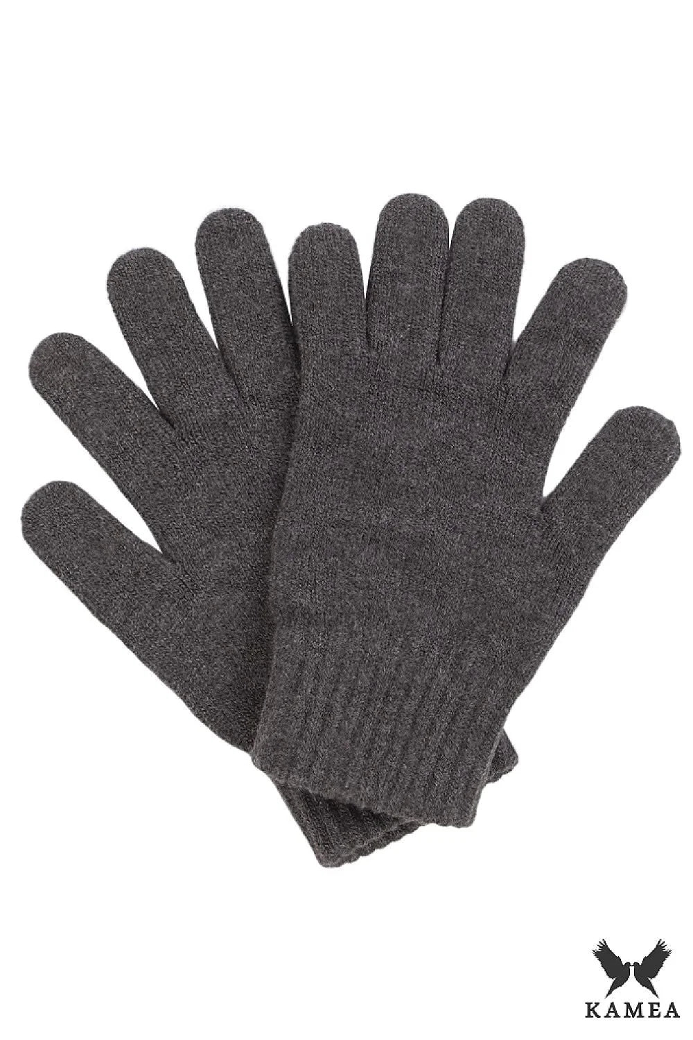 Gants Kamea pour femme, design classique, matière tricotée en laine, couleur graphite, coupe ajustée, poignets côtelés, accessoire hiver élégant