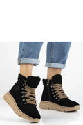 bottines montantes féminines noires daim suédé Filippo Grega lacets décoratifs plateforme semelle crantée beige zippée latérale col rembourré antidérapante confortable