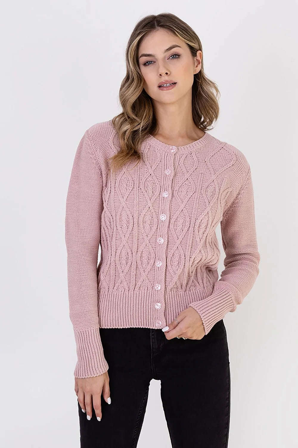 Cardigan élégant pour femme motif torsades coupe ajustée manches longues maille côtelée polyvalent style décontracté et formel matériaux doux et confortables mode moderne