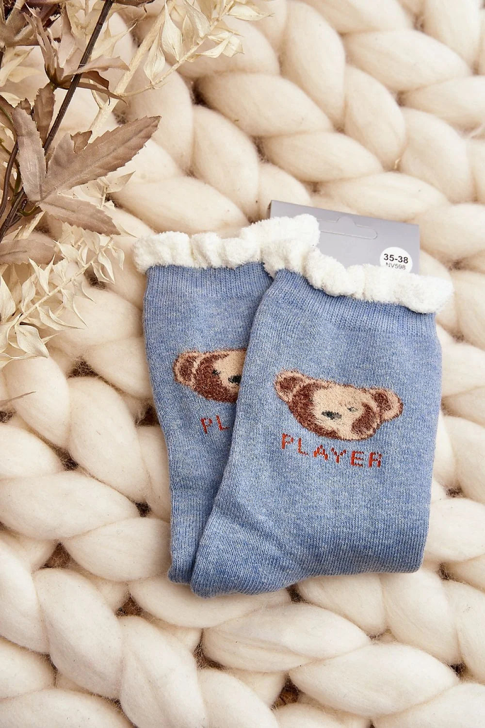Chaussettes Step in style pour femme, design ours peluche, tissu tricoté, doux et chaud, taille 35-38, idéal pour les jours froids