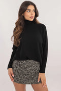 Pull col roulé et jupe femme style décontracté élégant matières douces longueur standard manches longues poignets larges