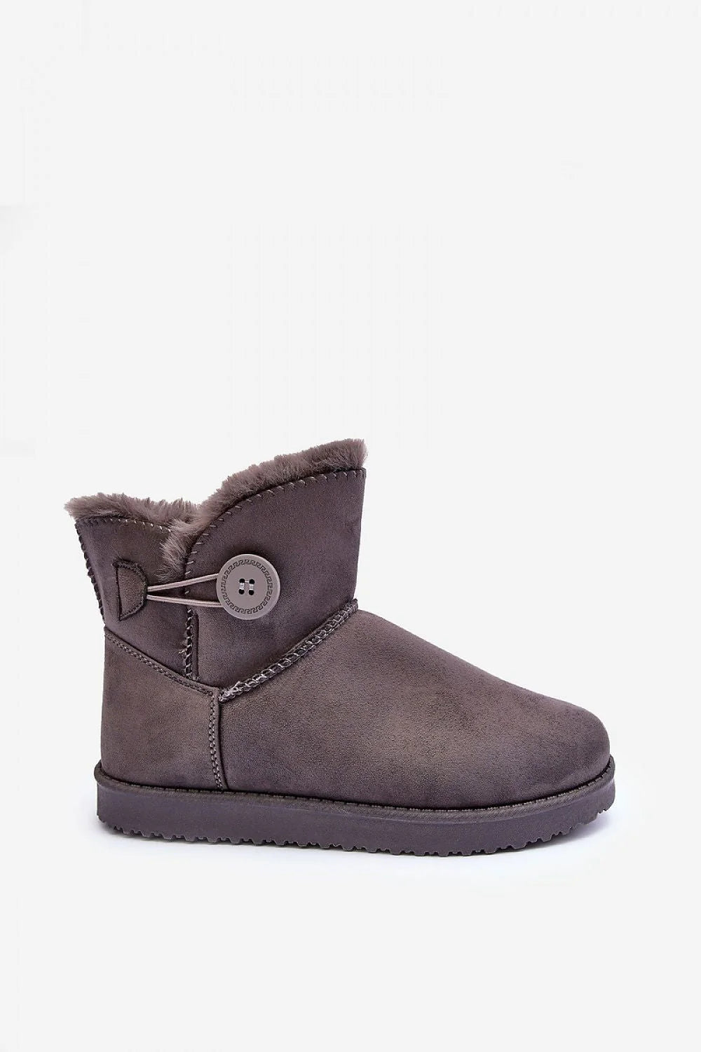 Bottes de neige pour femmes style moderne confortable isolate fourrure cuir suédé couleur grise occasion hiver automne taille ajustable