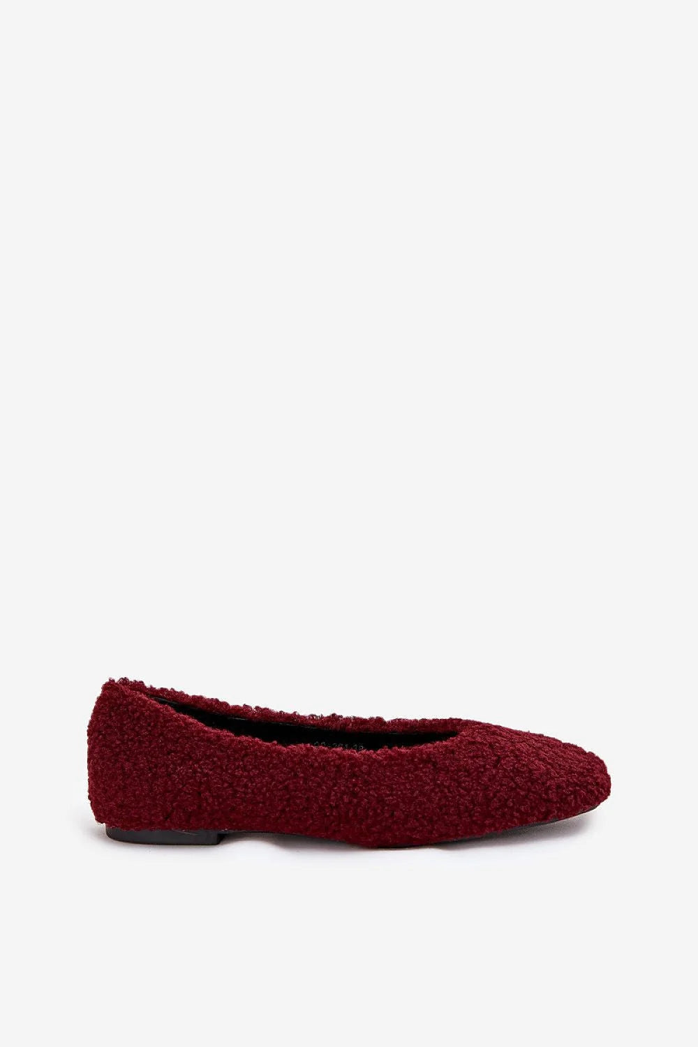 ballerines plates femme bordeaux sherpa bouclé fourrure mouton pointues bouts effilés slipon ouverture basse semelle fine noire confortable
