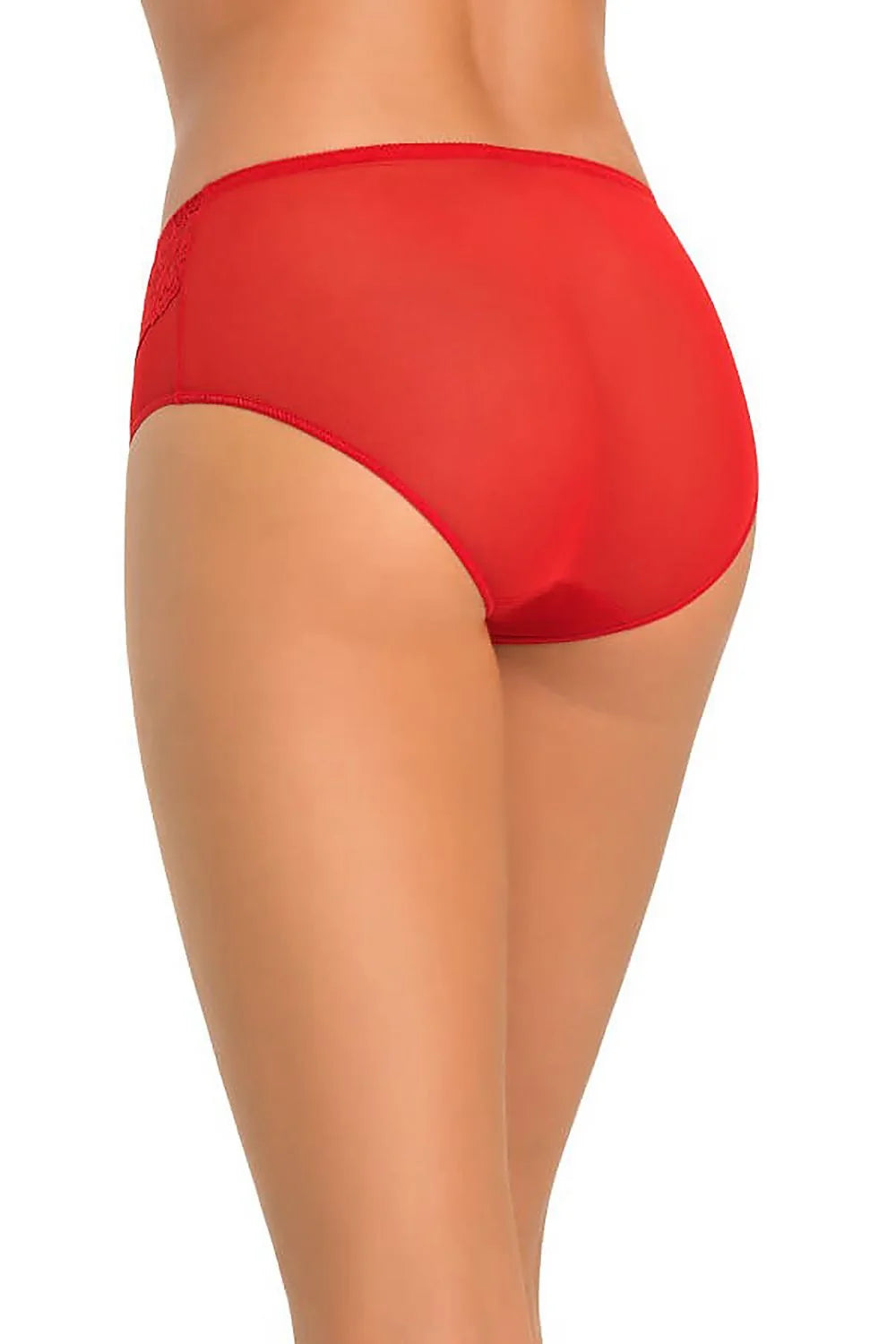 Culotte taille haute classique pour femme en maille transparente et dentelle florale rouge, style élégant et romantique, confort élastique, absorption humide, coupe silhouette