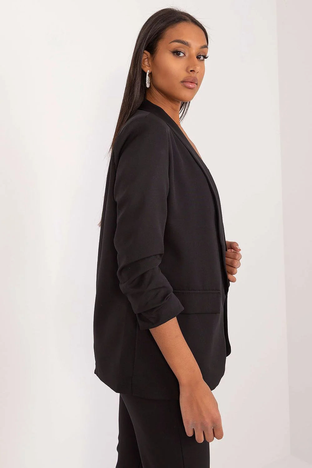 Veste Och Bella pour femme, style élégant, coupe ajustée, polyester de qualité, noir intemporel