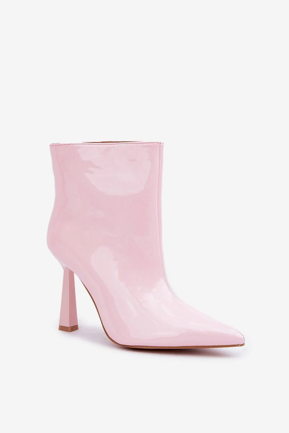 Bottines à talons hauts vernies rose pâle pour femme, design élégant, fourrure synthétique, occasion spéciale, cuir artificiel, montant cheville, talon 10cm, longueur 23.5cm à 26cm