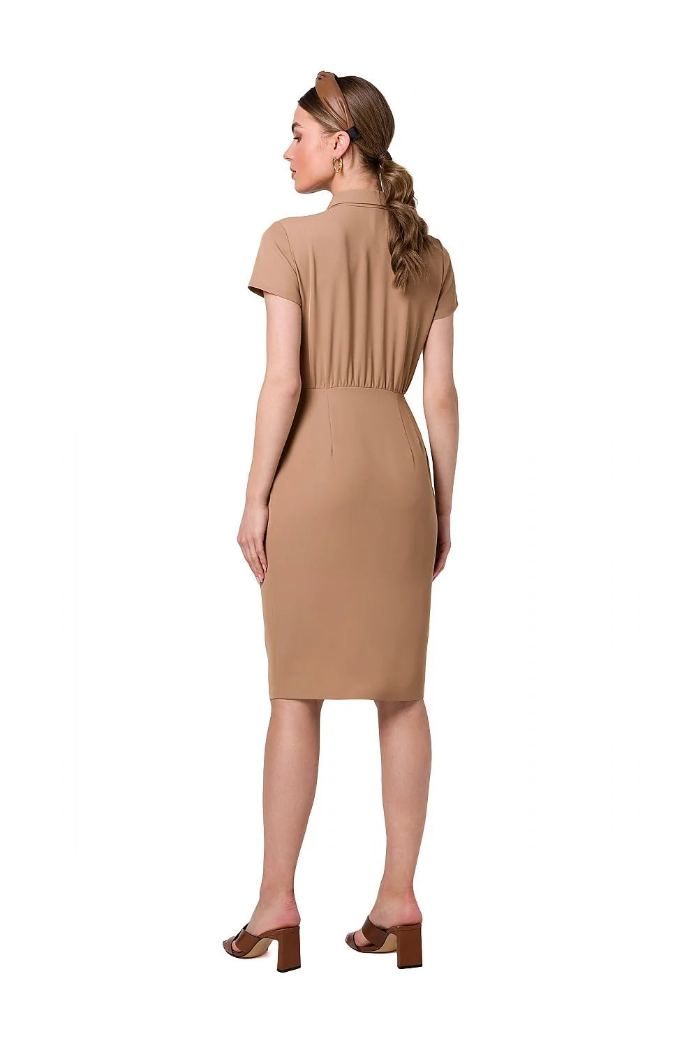 Robe de jour Stylove style chic moderne col chemise manches courtes fermeture boutons taille ajustable femme