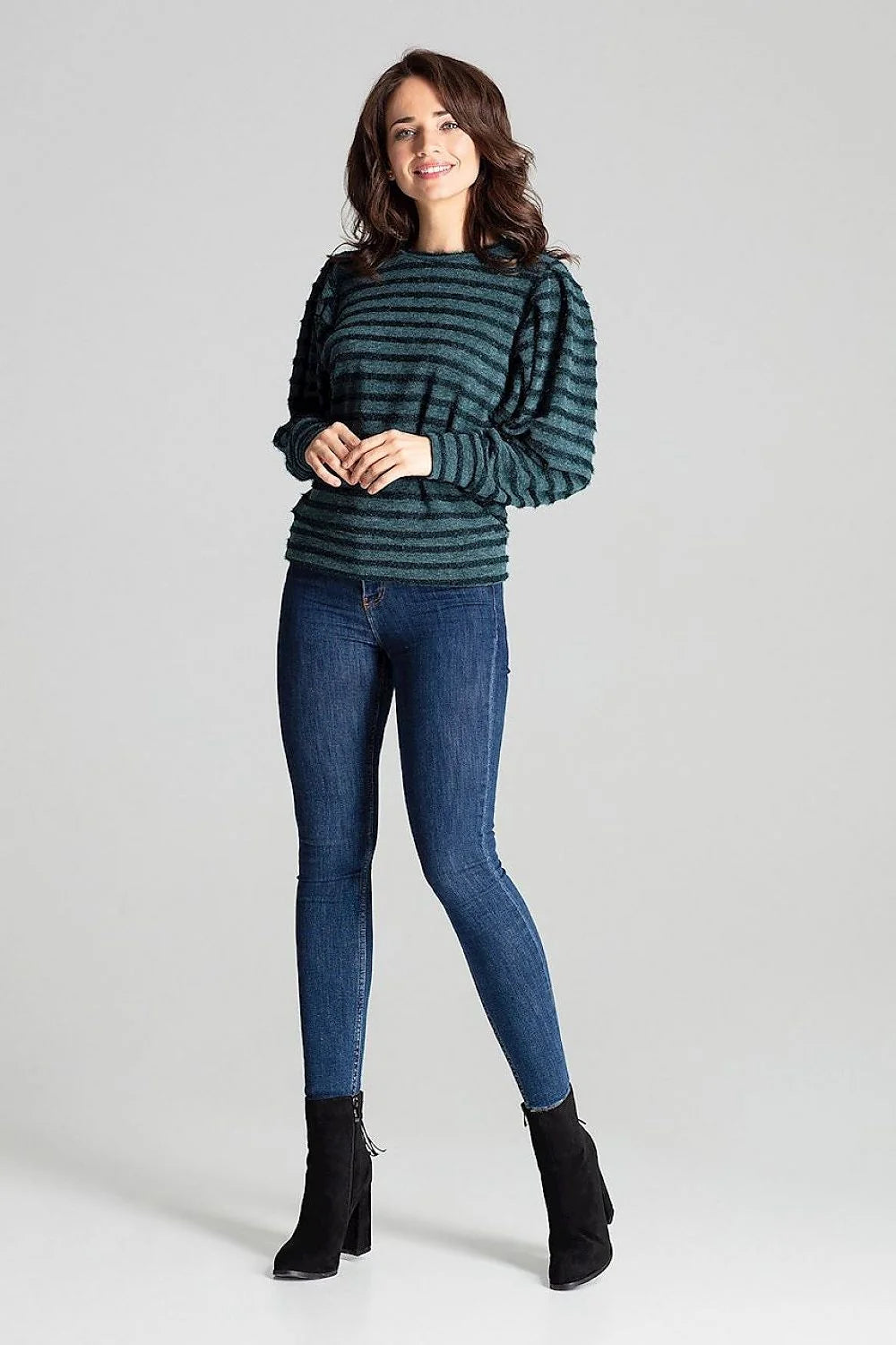 Chemisier femme manches longues élégant en polyester viscose rayures grises confort moderne toutes occasions