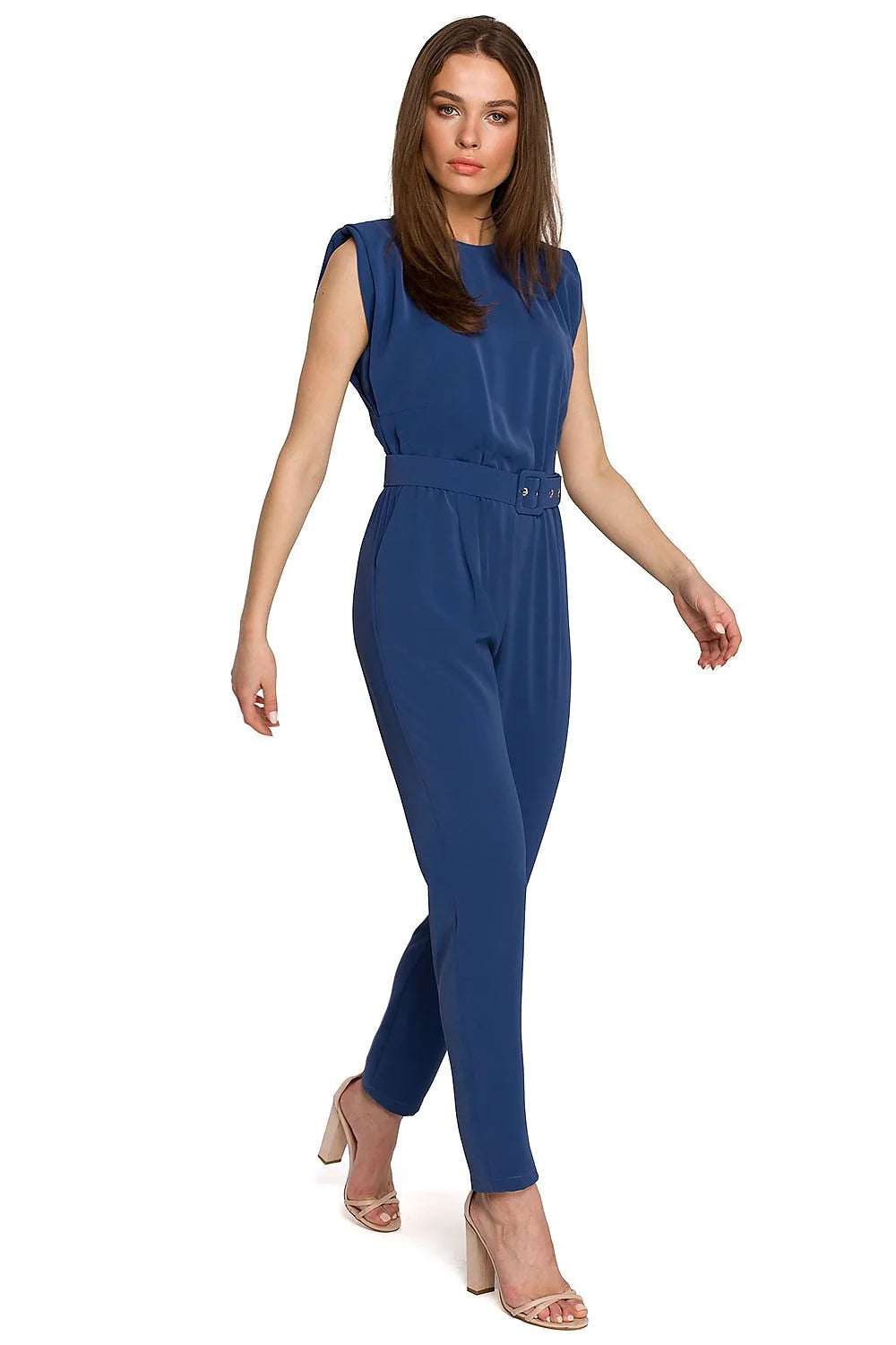 Combinaison rose pâle femme polyester chic épaules larges élégante pour occasions semi-formelles modernes